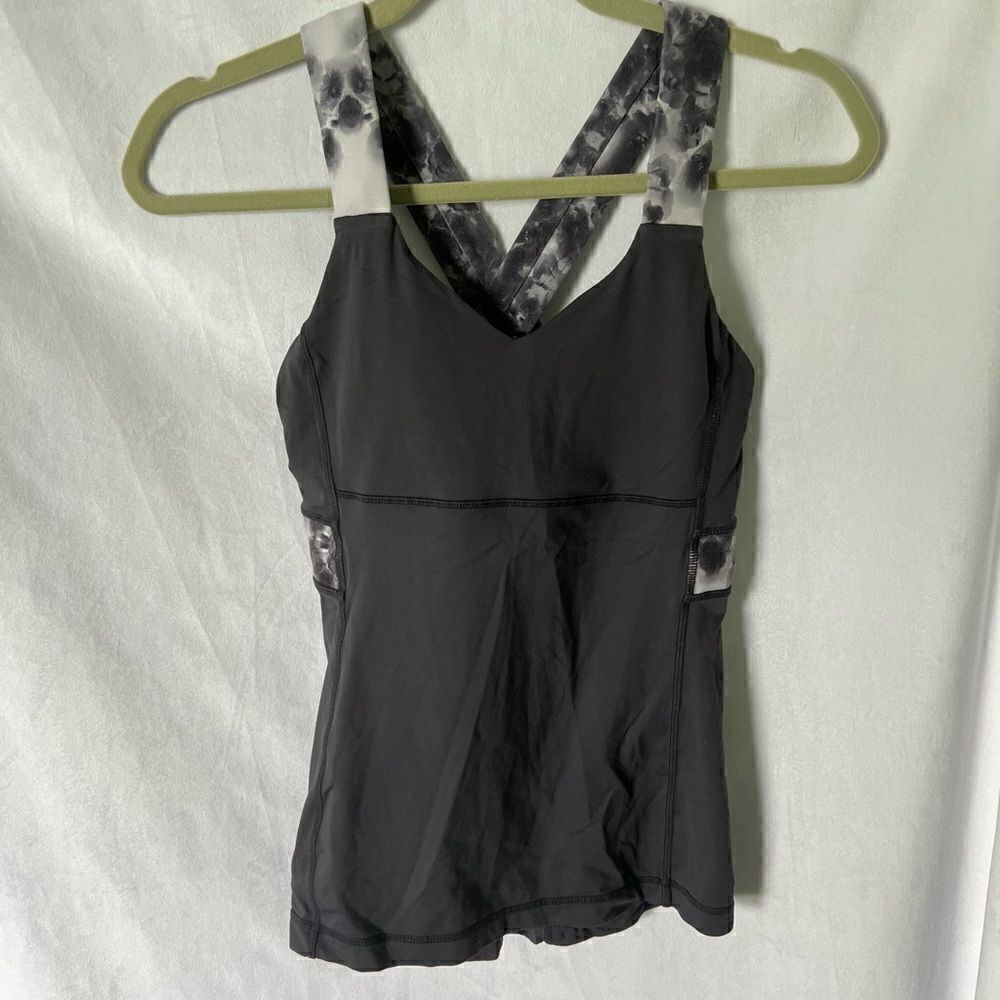 Lululemon Push Ur Limits Tank Coal/Black Roses sz 6